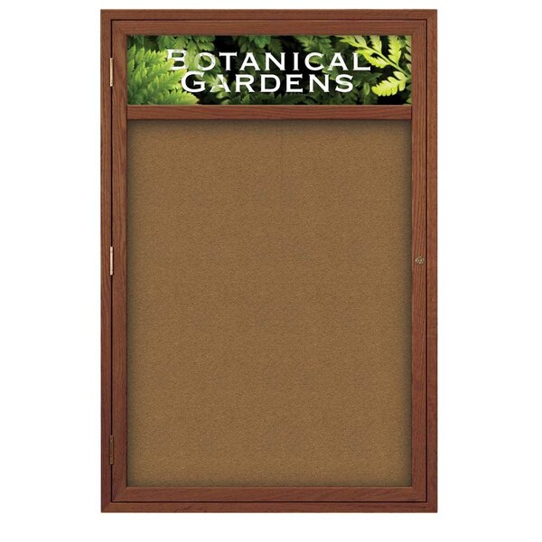 Sliding Glass Door Radius Letterboard, Hdr, 96"x48", Bronze/Blue Vinyl